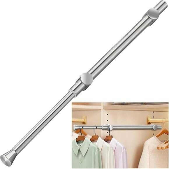 Pull Out Closet Valet Rod 12 Inch Stainless Steel Clothes Hanger Organizer Silve - Picture 8 of 8